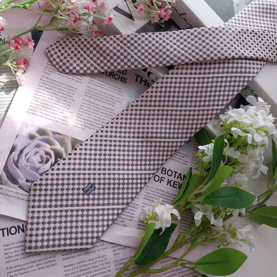 DAKS 닥스 실크 핑크 도트 패턴 넥타이 8.3cm A+등급 K2394 상품이미지2