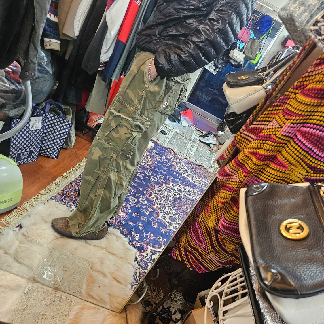 3.Q.R JEANS 카모플라쥬 피스 로고 자수 카고팬츠  상품이미지2