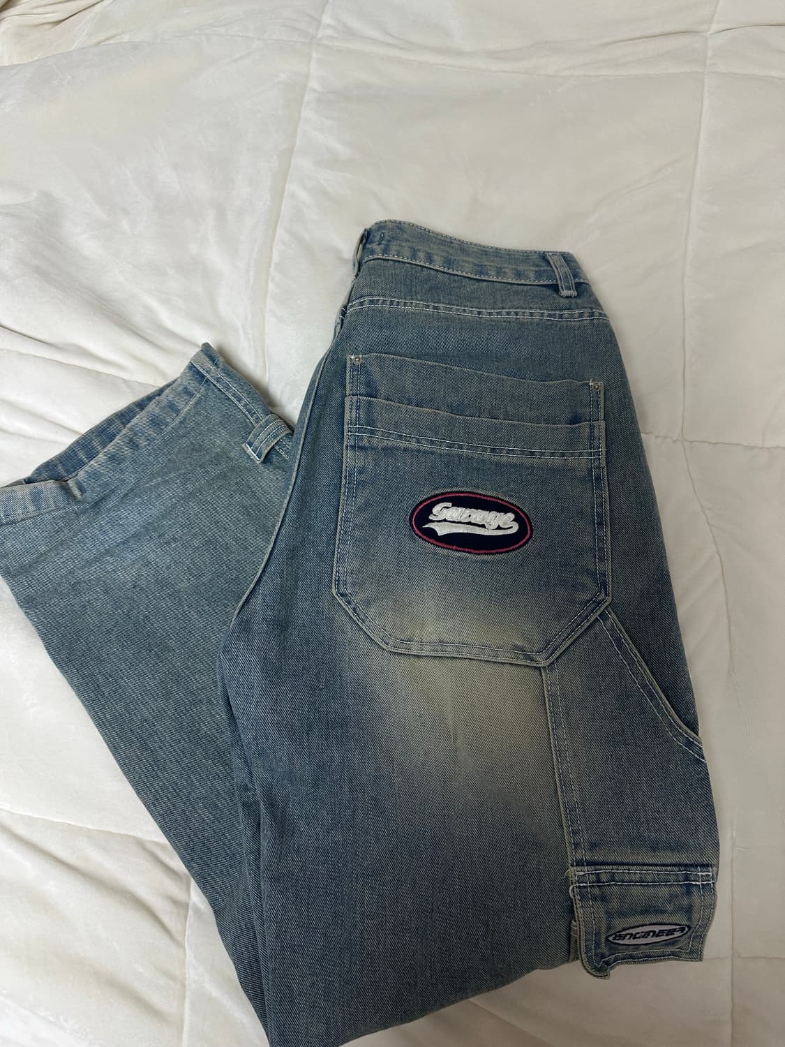 릿킴 패치 데님 팬츠 (착샷있음) 상품이미지1