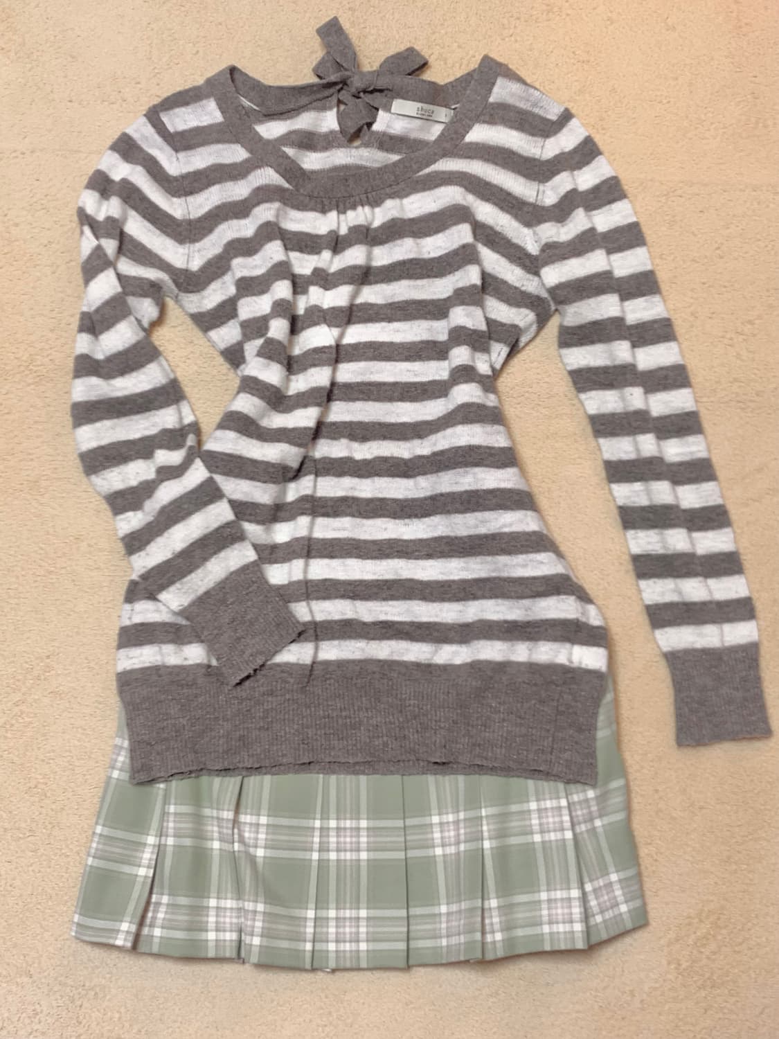 백리본 스트라이프 니트 빈티지 모리 상품이미지3