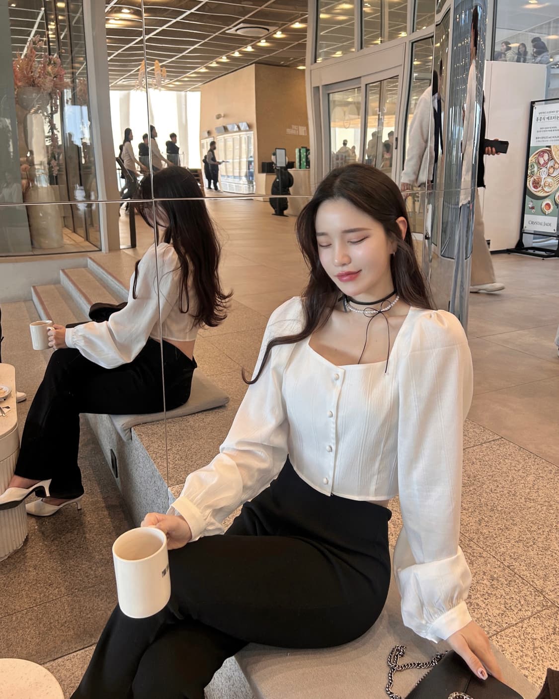 다니엘BL 블라우스 스퀘어넥 퍼프 소매 상품이미지3