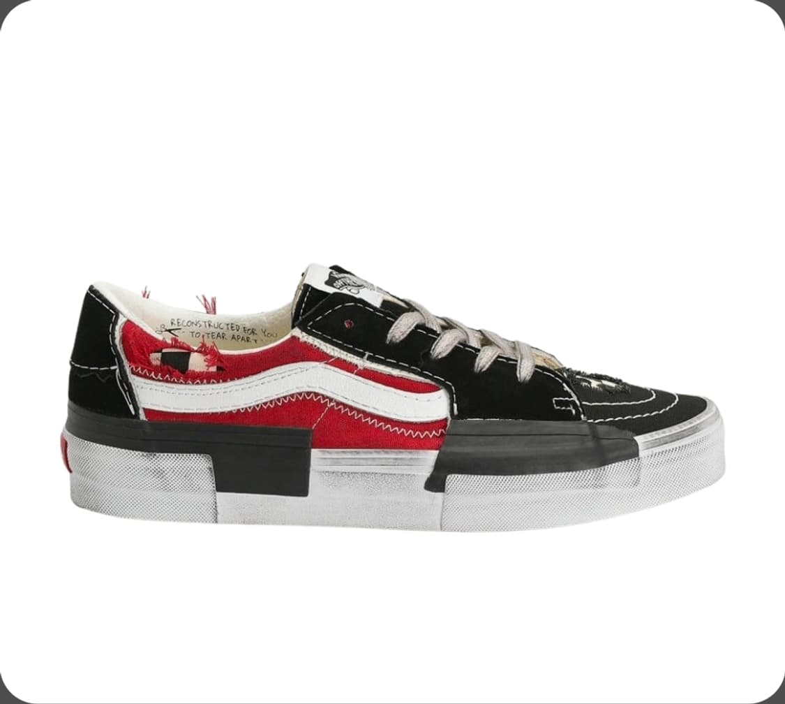 반스 스케이트 로우 리컨스트럭트 스트레스드 체크 블랙 레드280 상품이미지6