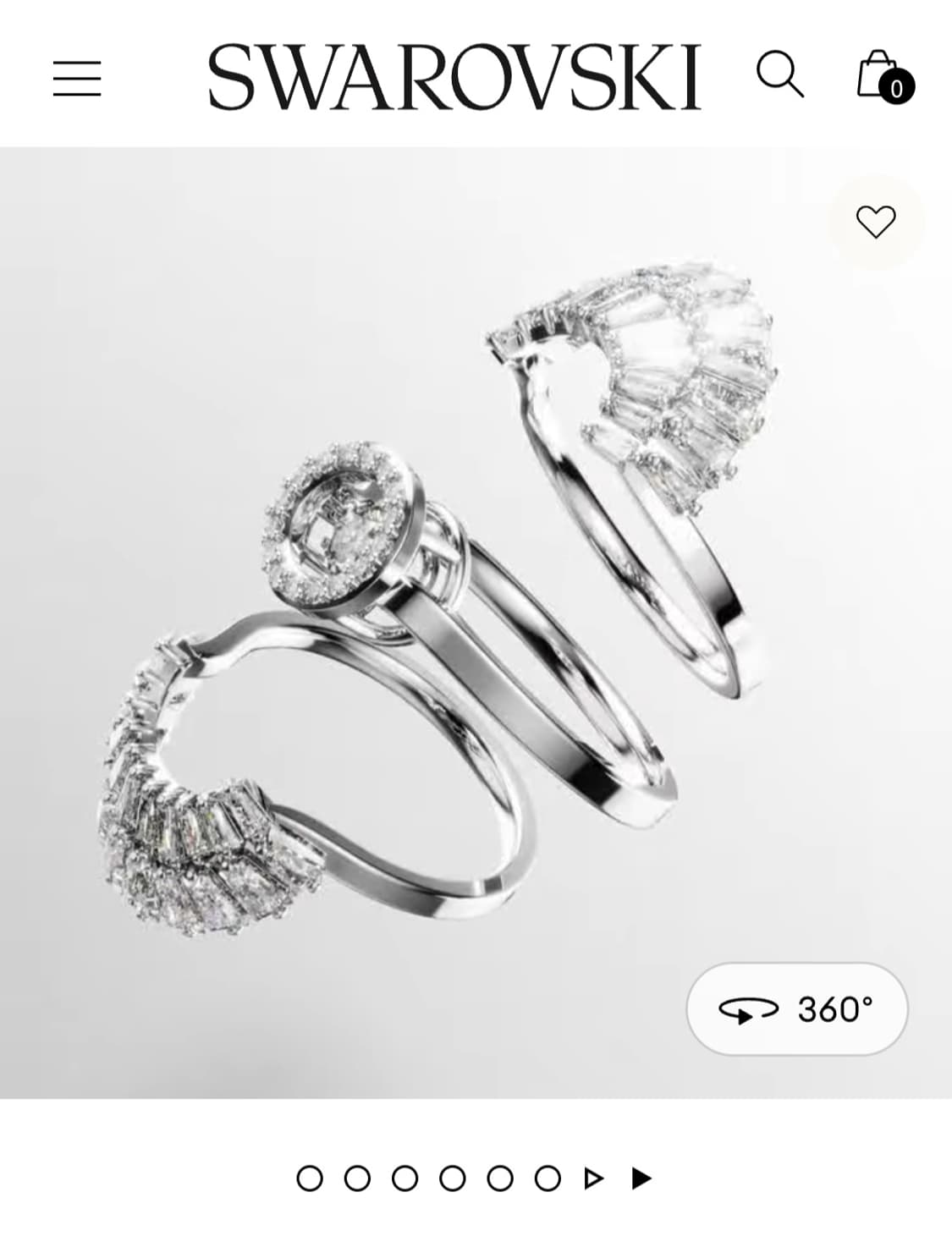 정가33만~새제품)스와로브스키 이딜리아 댄싱 52호 반지 3개 세트 상품이미지3