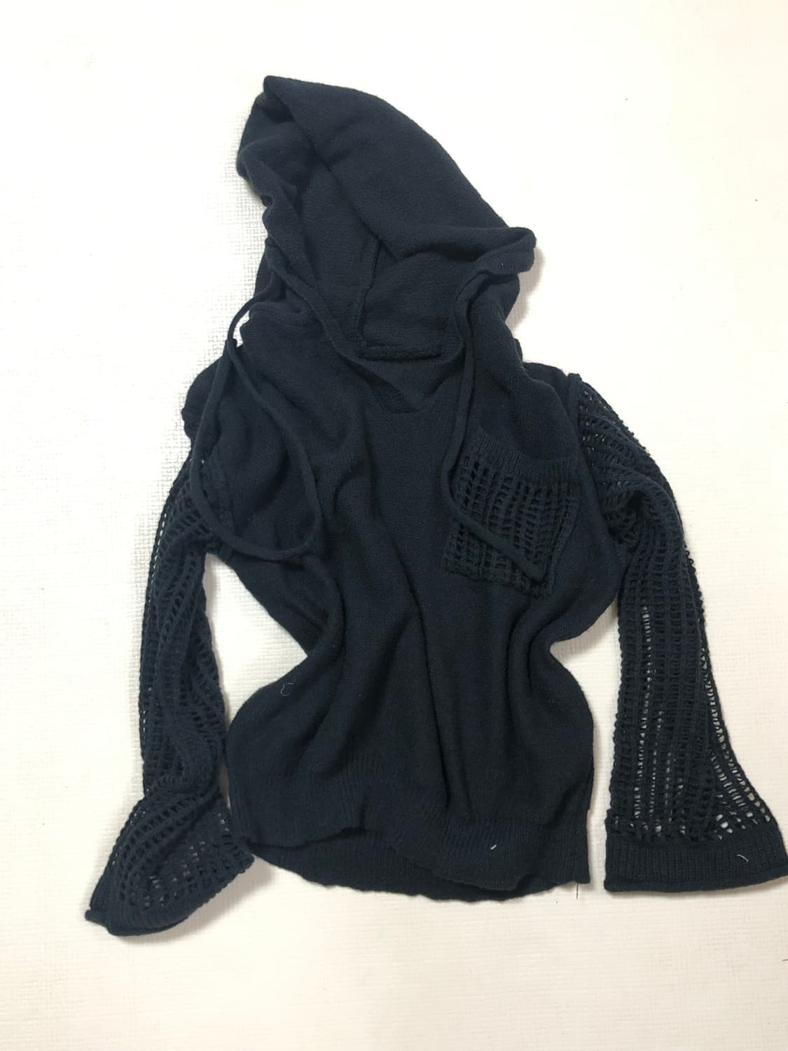 빈티지 블랙 메쉬 슬리브 후디 상품이미지5