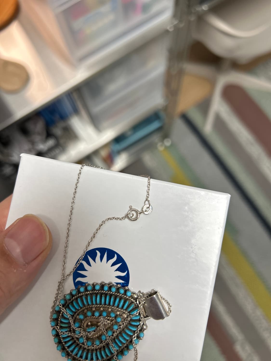 ZUNI 아티산 터키석 니들포인트 팬던트 목걸이 상품이미지3