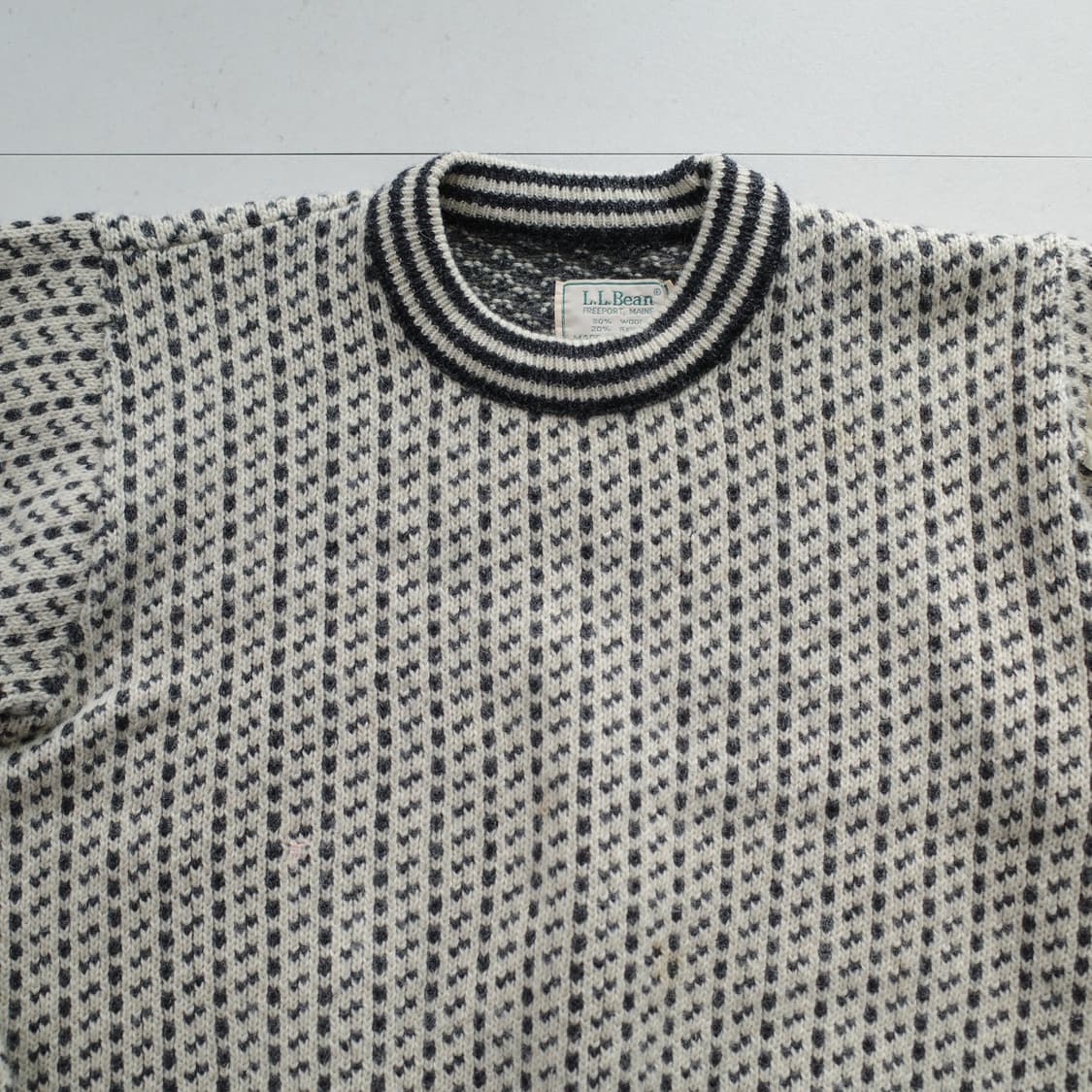 80s L.L.Bean 노르웨이 빈티지 울 레이온 버드아이 스웨터 니트 상품이미지2