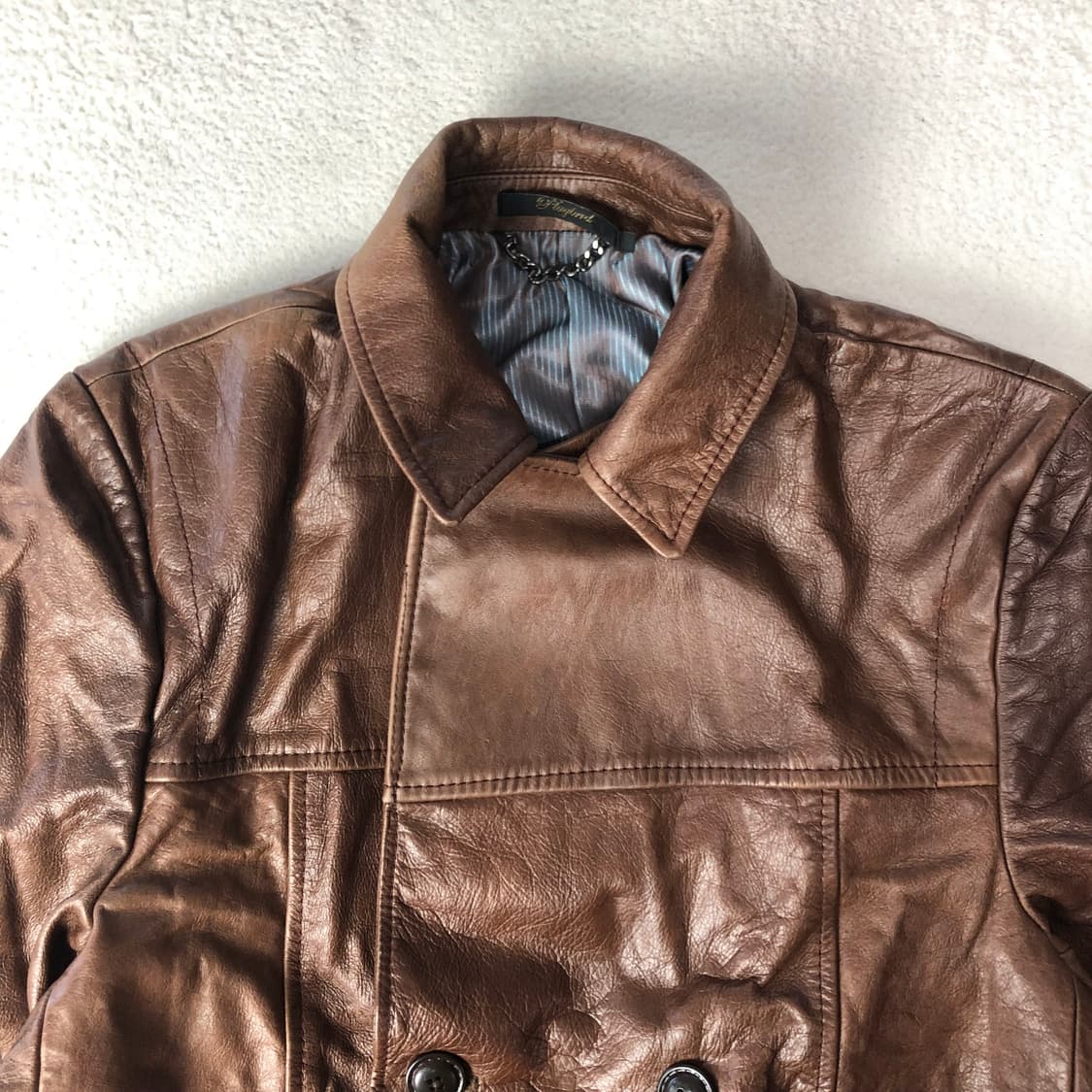 빈티지 더블브레스티드 피코트 타입 레더자켓  상품이미지3