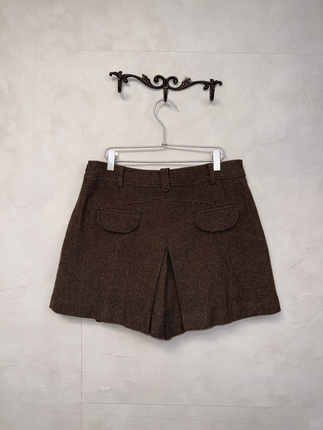 Brown wool pleats short pants  상품이미지4
