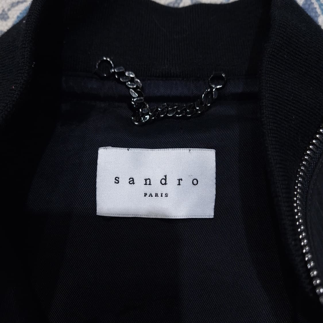 산드로 블랙 지퍼 디테일 투포켓 코튼 블루종 항공점퍼 마원MA1 봄버자켓 상품이미지7