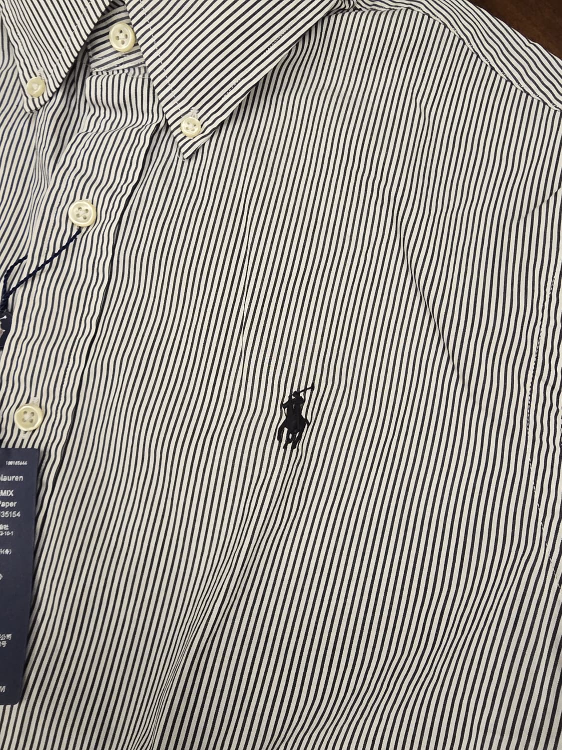 폴로 랄프로렌 블랙 스트라이프 포플린 셔츠 슬림 M 새제품 상품이미지2