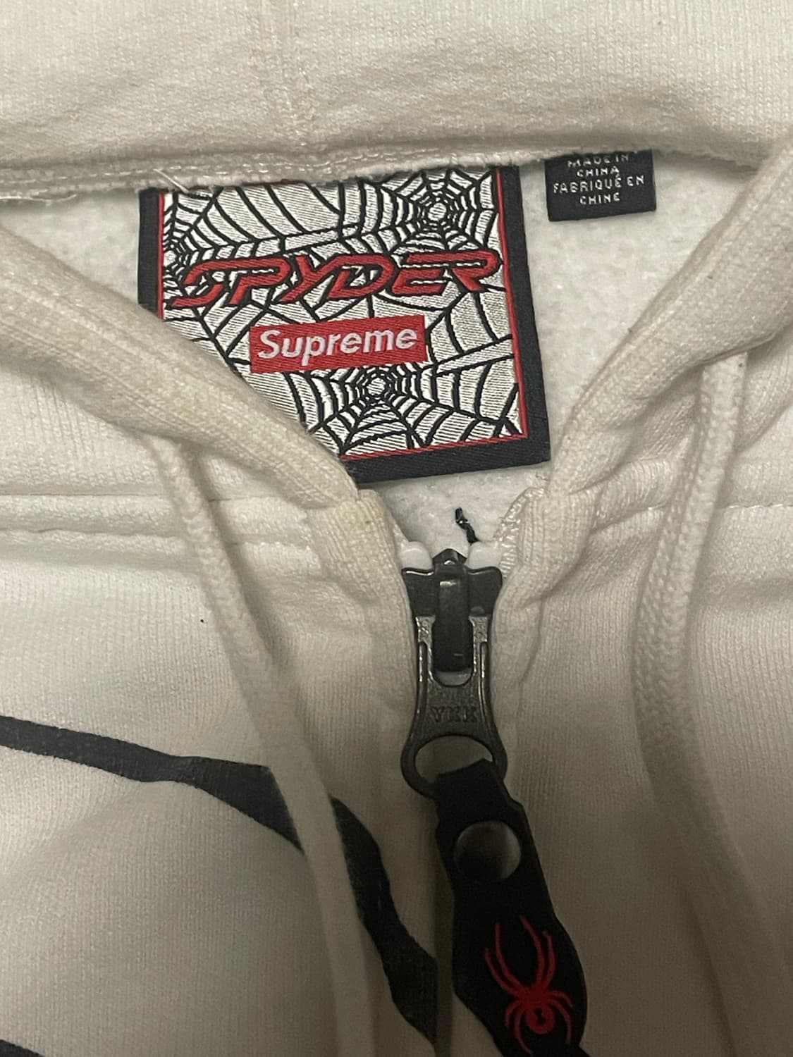 슈프림 x 스파이더 집업 후드 스웨트셔츠 화이트 - 24FW 상품이미지5