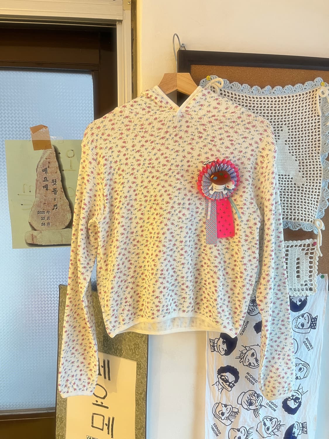 꽃무늬 와플 후드티 + 로제트 세트 🧇 상품이미지1