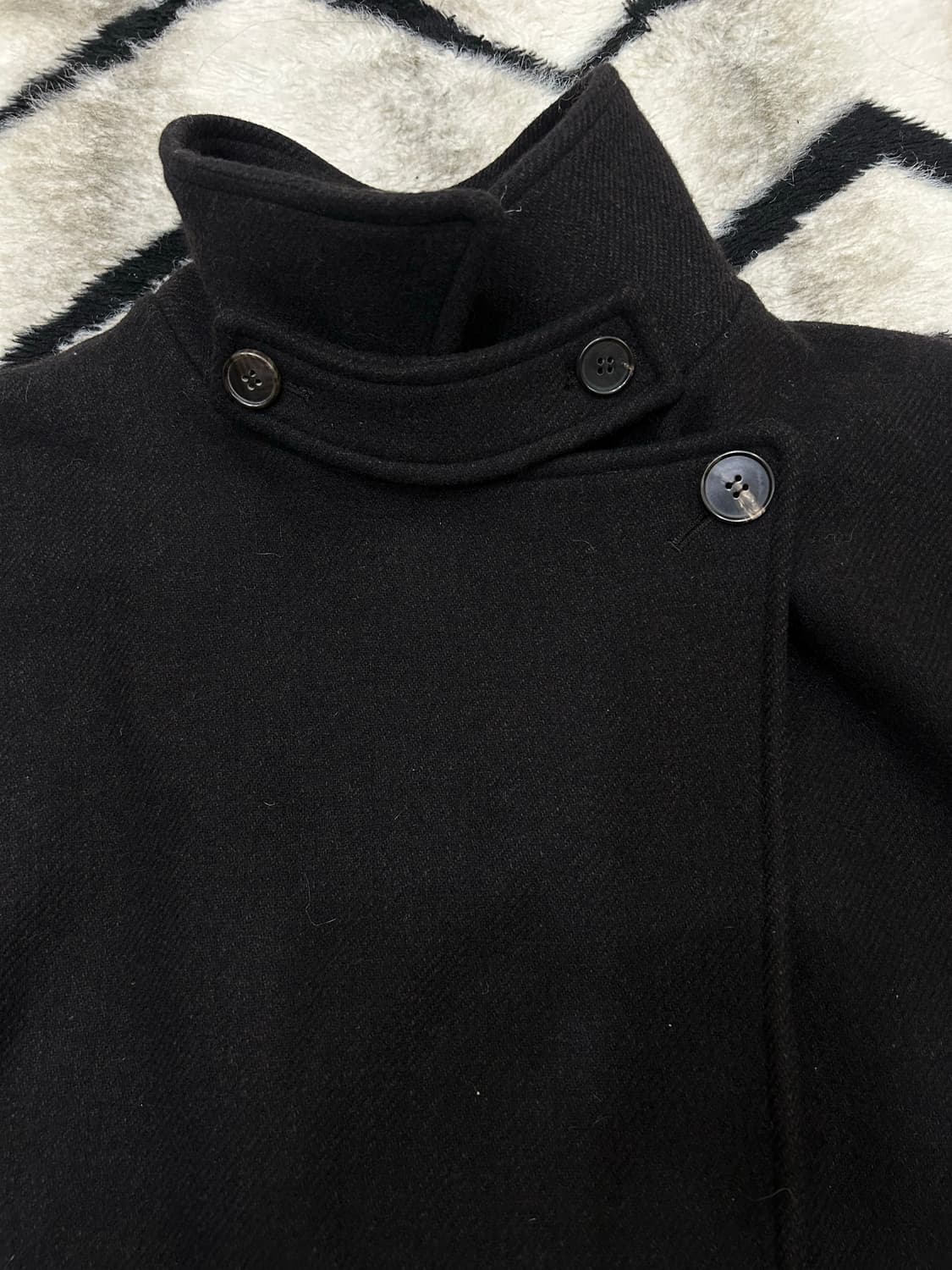 [OS]킨더살몬 울 혼방 롱 로브코트/다크브라운/카라버튼 상품이미지5