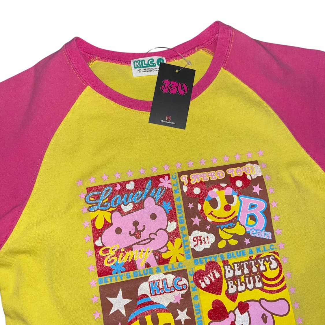 K.L.C. 캐릭터 글리터 프린팅 나그랑 반팔티 키치갸루 상품이미지2