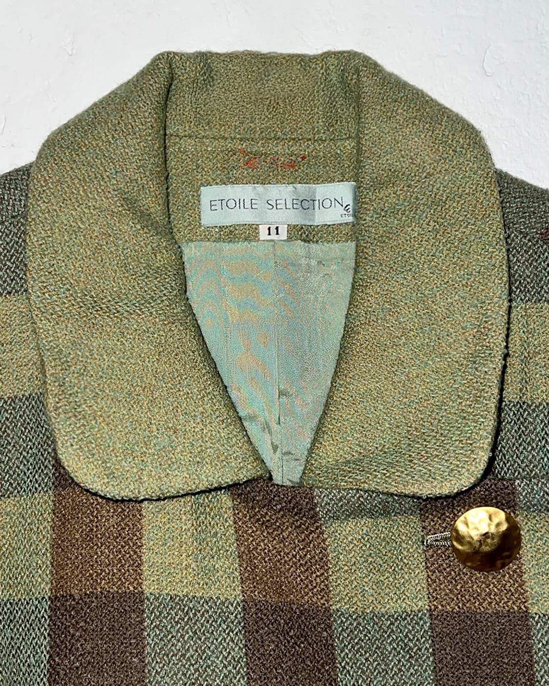 골드버튼 체크 여자 울자켓 상품이미지3