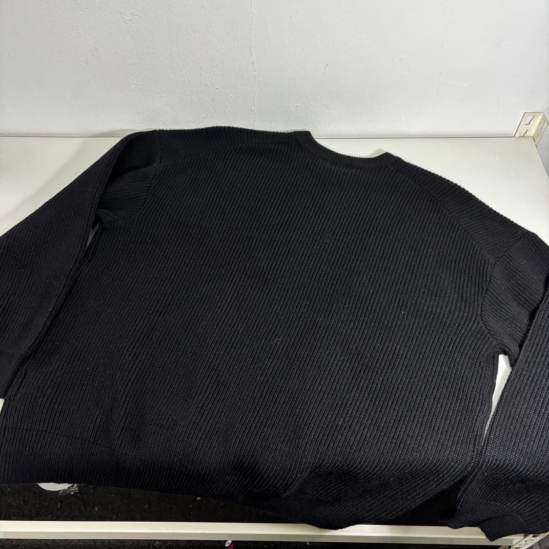 L-XL 무탠다드 블랙 루즈오버핏 캐시미어혼방 와플니트 상품이미지2