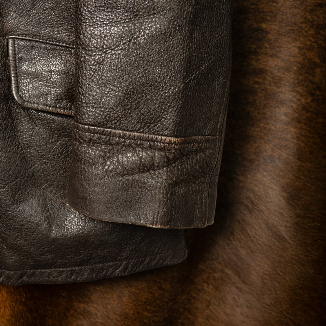 [115] 90s 케네스콜 카우스킨 리얼 레더 카코트 다크 브라운  상품이미지3