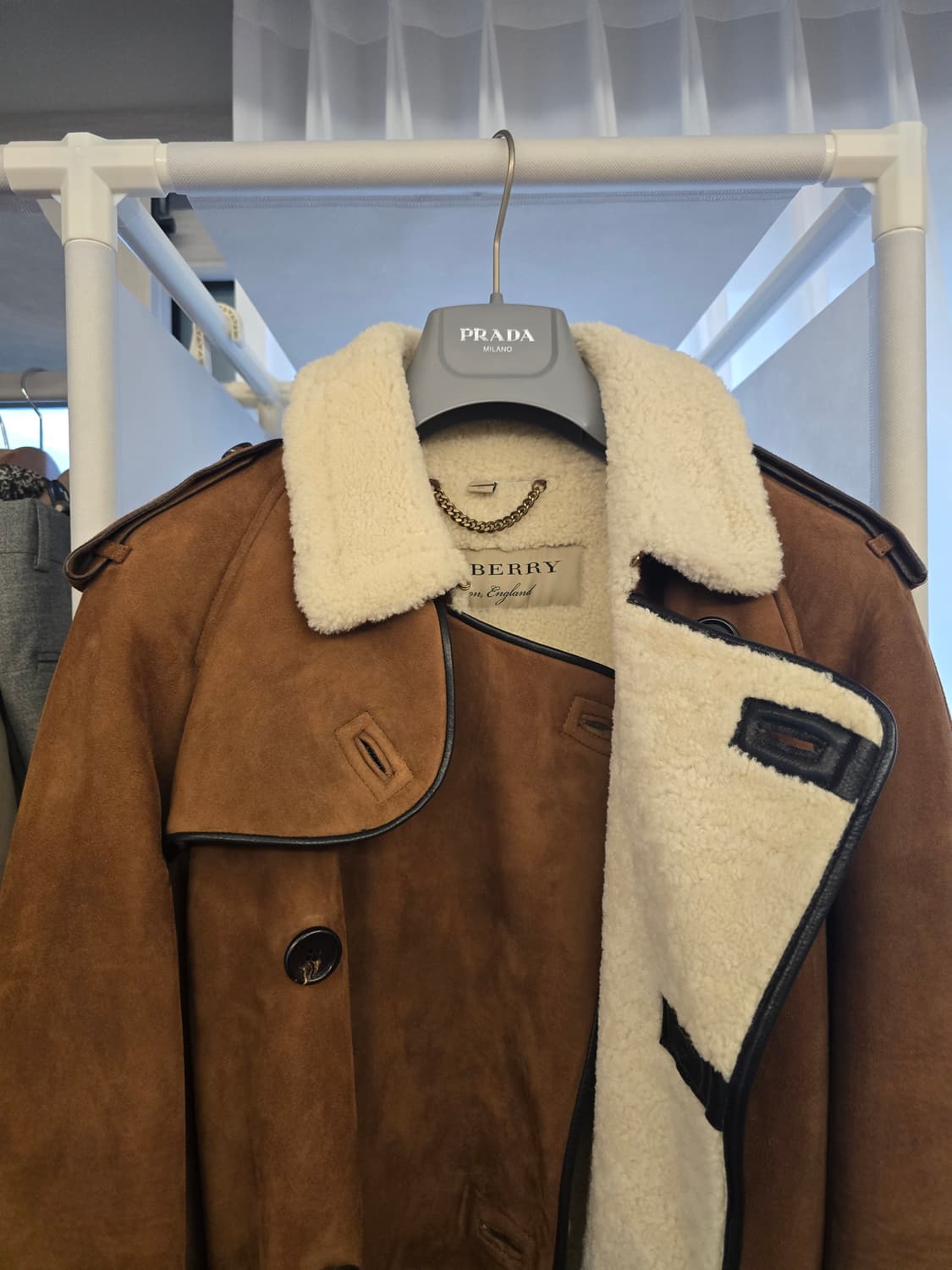 버버리 카멜 스웨이드 무스탕 롱 코트 50사이즈 상품이미지7