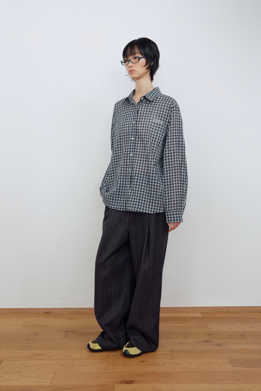마조네 체크셔츠 네이비 상품이미지2