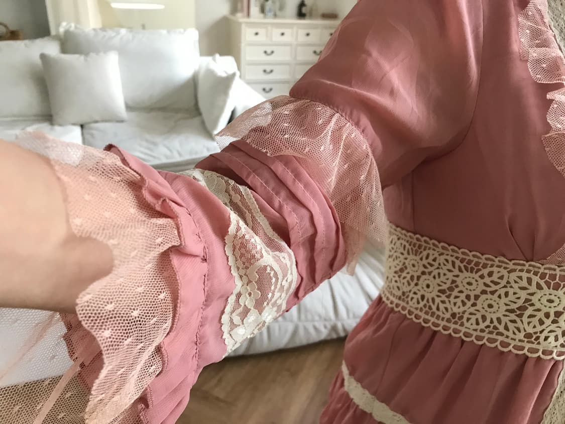 vintage pink lace one-piece 상품이미지4