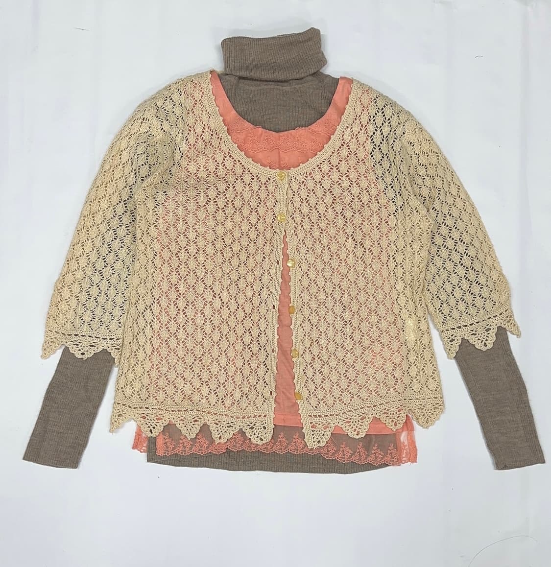 🍑하구미의 살구맛 코디세트🍑라떼갸루 그런지 크로셰 레이스 히메갸루 상품이미지2