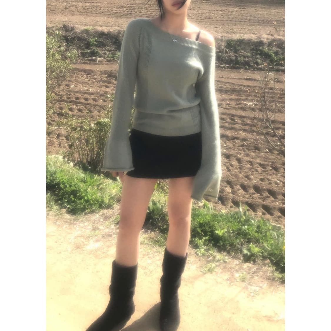 애즈온 매디 아일렛 니트 블랙 상품이미지2