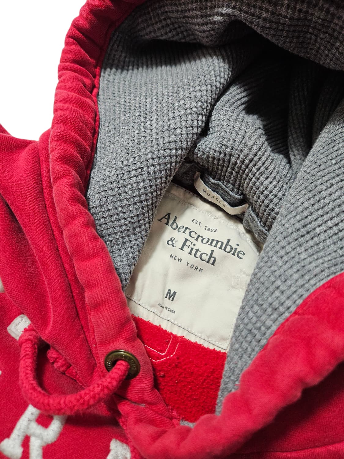 아베크롬비 레드 후드티 후드 M 상품이미지4