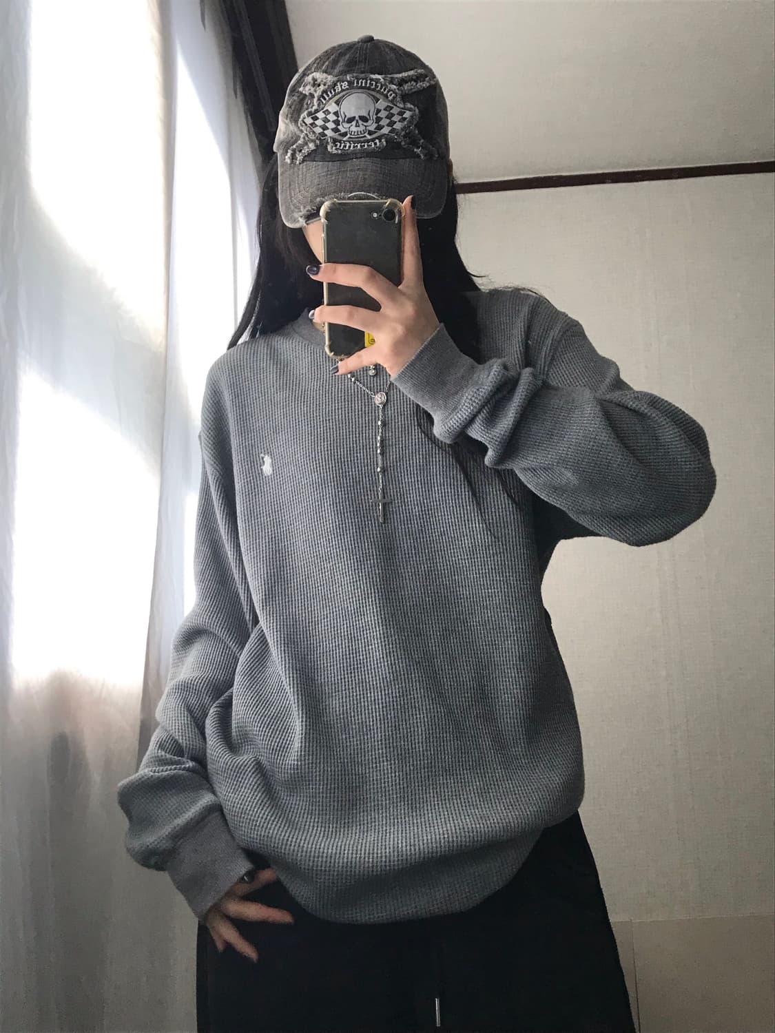 폴로 그레이 와플 롱슬리브 상품이미지1