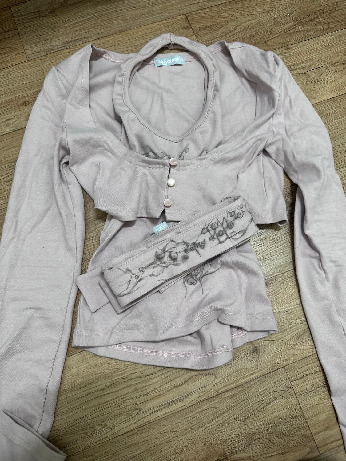 허그유어스킨 소프트 가디건 셋업 핑크 상품이미지2