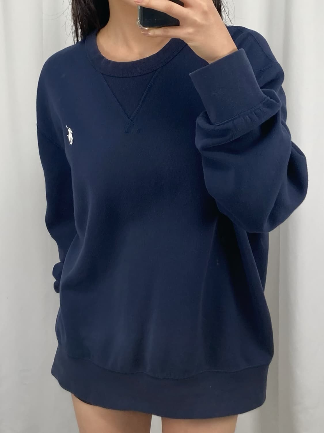 폴로 화이트 로고 네이비 맨투맨 상품이미지2