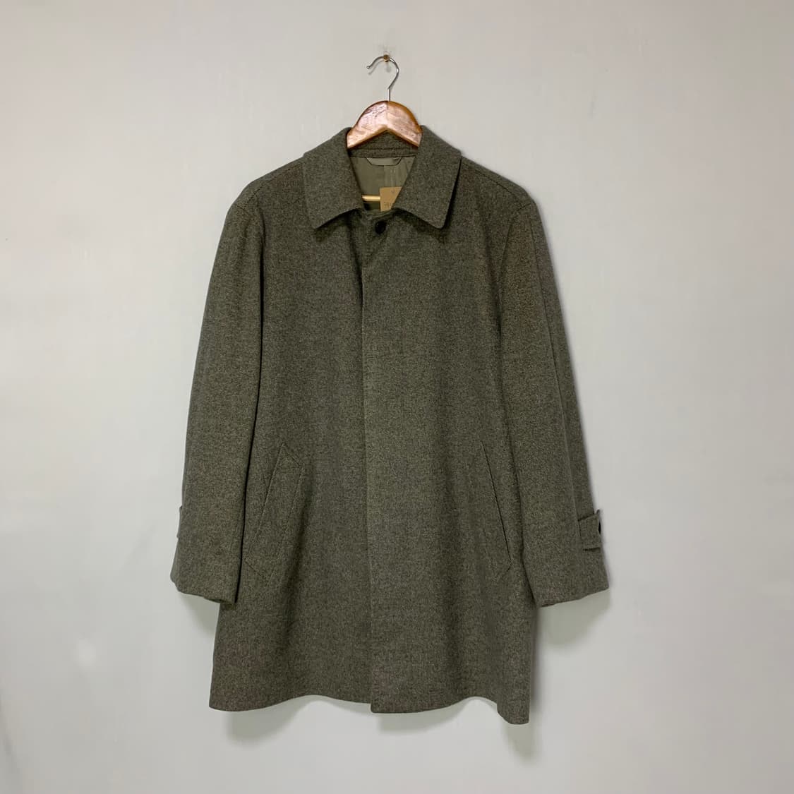 빈티지 캐시미어 100% 킨록 앤더슨 하프코트 베이지 그레이 s 상품이미지1