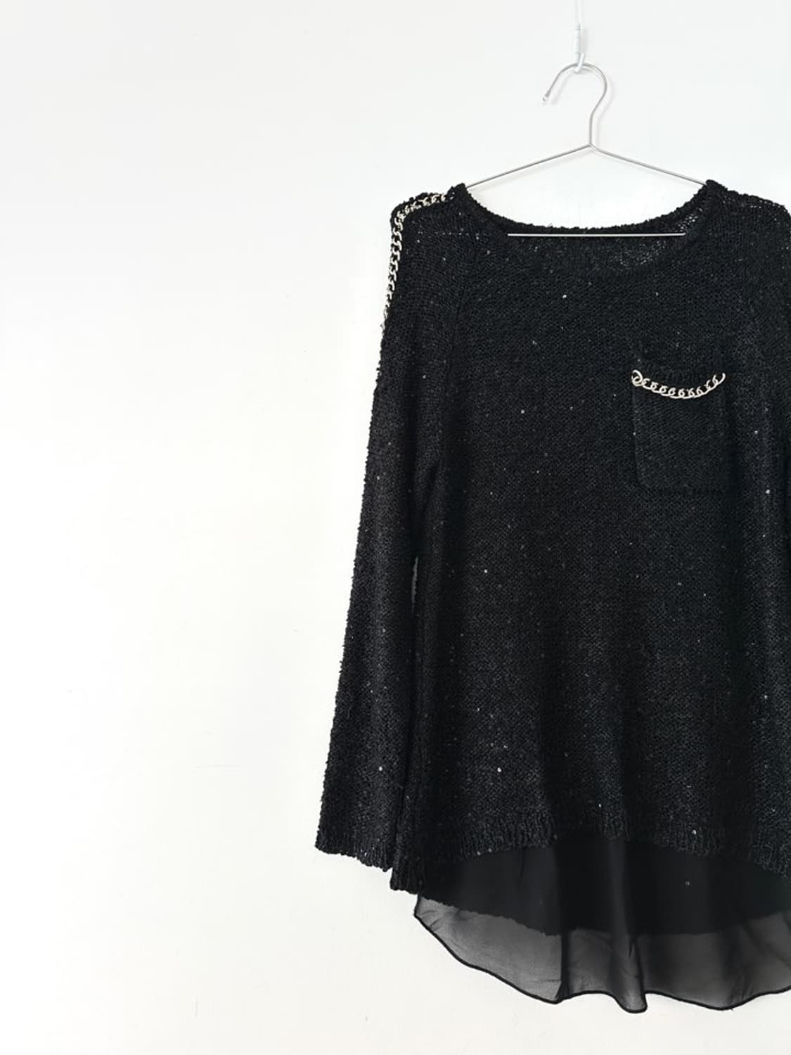 Gold chain detail knit / black 상품이미지3