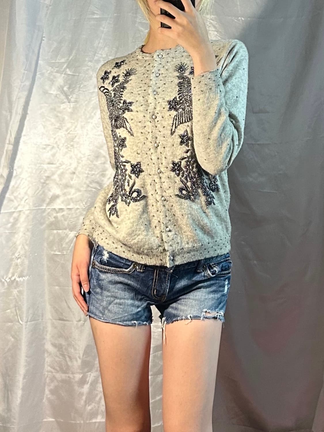 oriental cubic detailed knit cardigan  상품이미지1