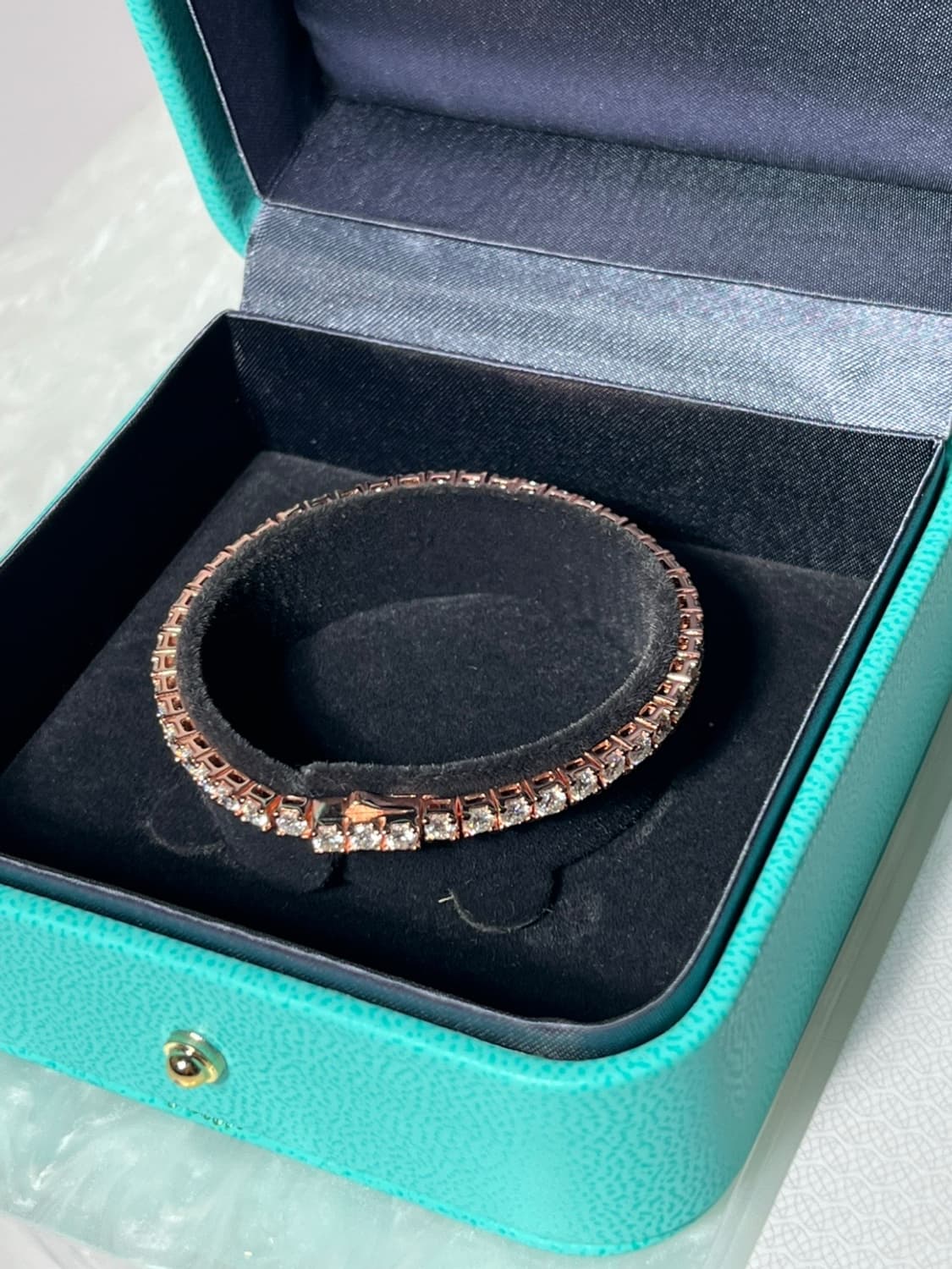 *새상품* 모이사나이트 4프롱 18k 로즈골드 원터치 테니스 은팔찌 상품이미지2