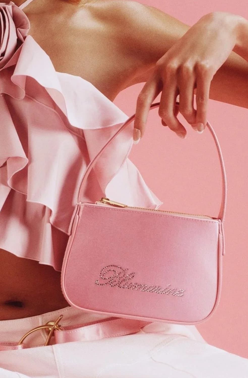 Blumarine 핑크 새틴 백 새상품 상품이미지5