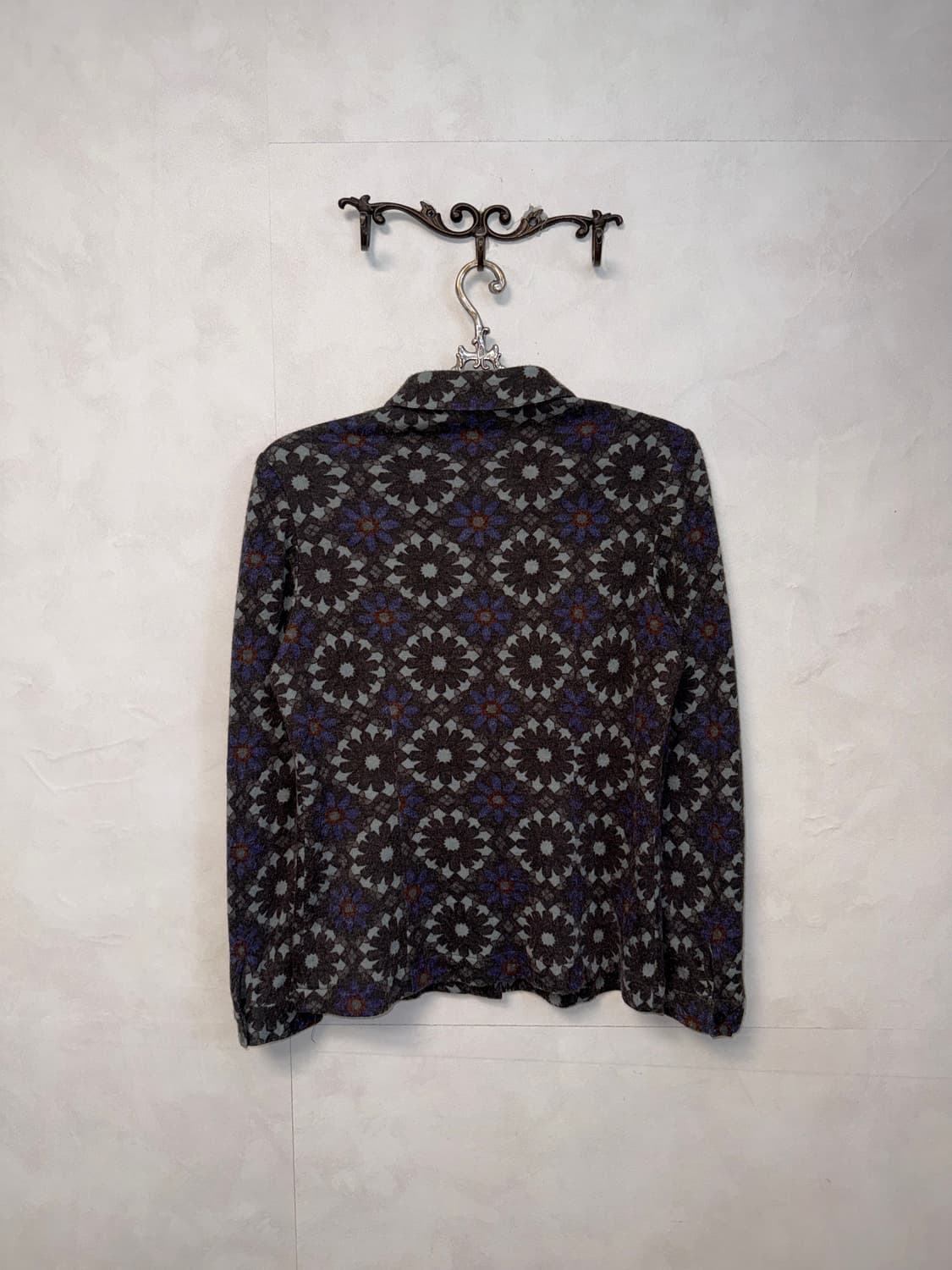 Blue brown flower pattern wool shirt 상품이미지6