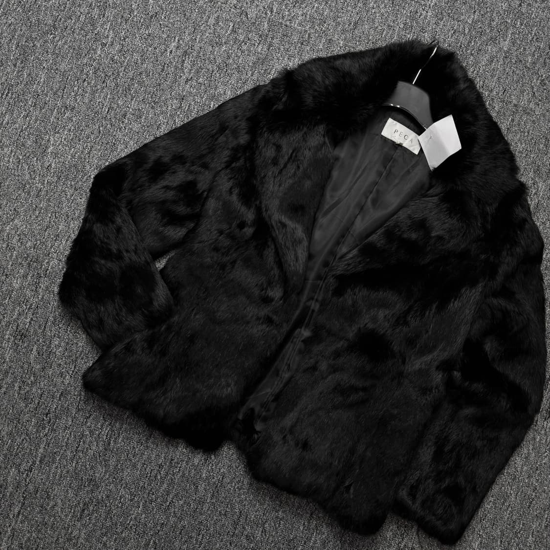 일본 빈티지 레빗 퍼 자켓 블랙 상품이미지1