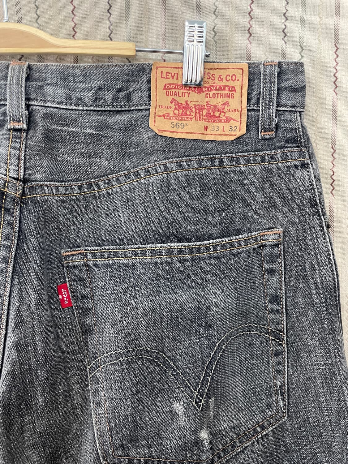 [33] 00s Levis 리바이스 569 블랙 데님 워싱 청바지 진 상품이미지3