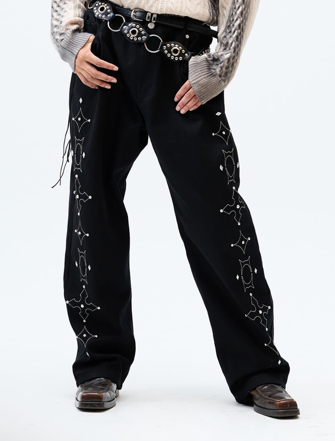 크리틱 스터드 블랙 팬츠 XL 상품이미지3