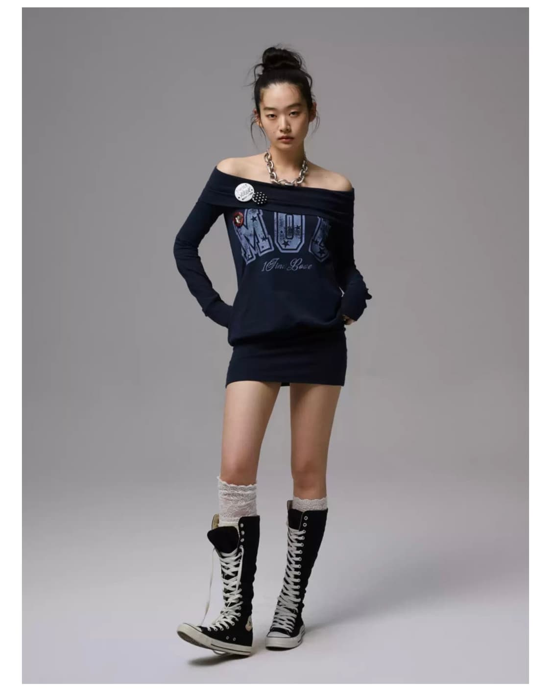 1JINNSTUDIO 원진스튜디오 오프숄더 원피스 네이비 상품이미지7