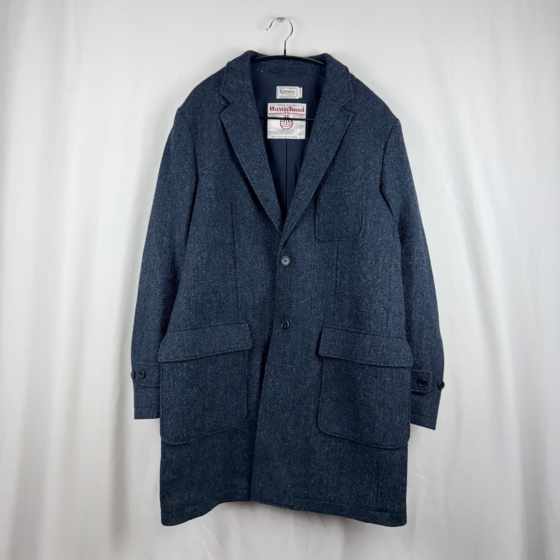 (XL) 커버낫X해리스트위드 해링본 맥코트 네이비 상품이미지2