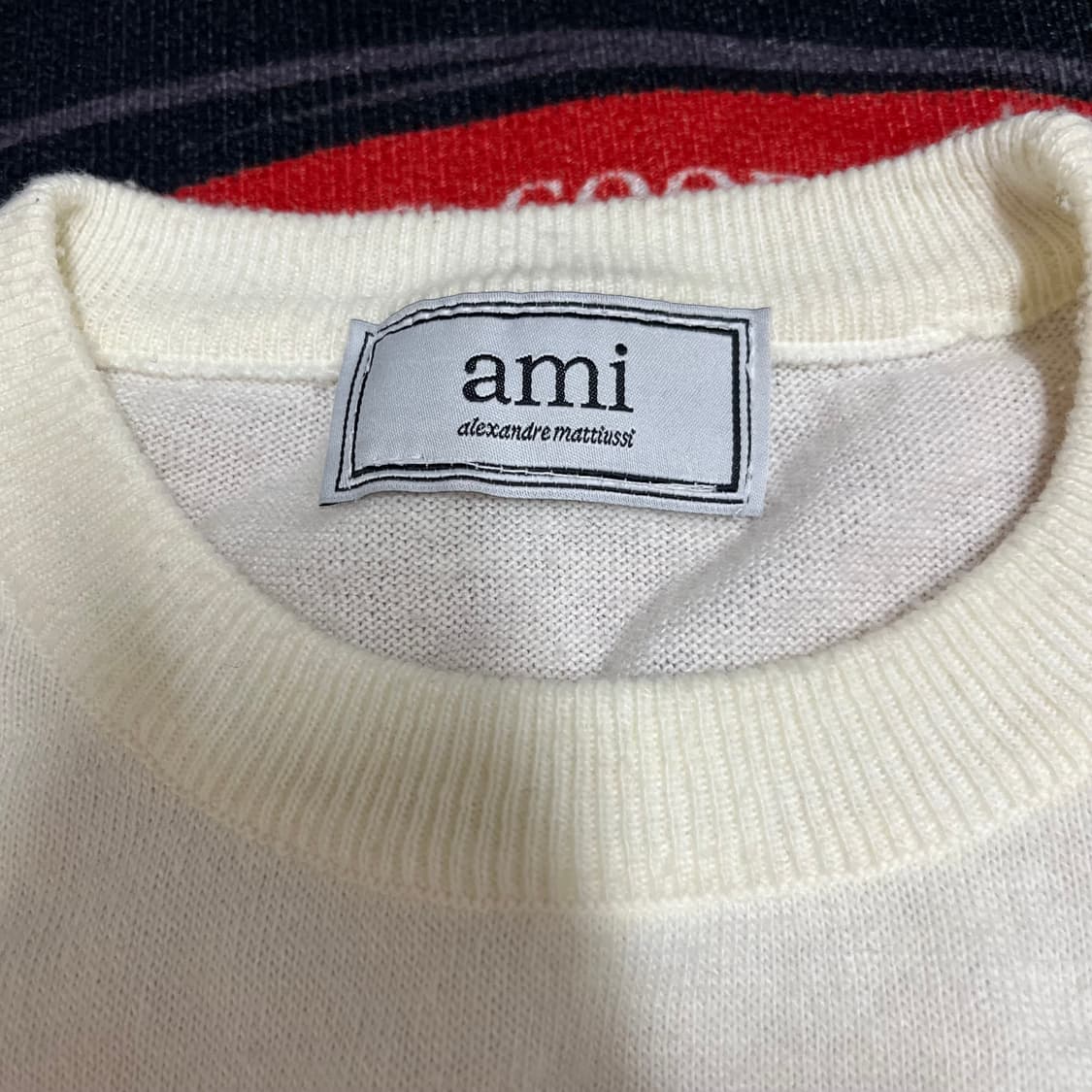 아미 하트로고 화이트 크루넥 니트 상품이미지3