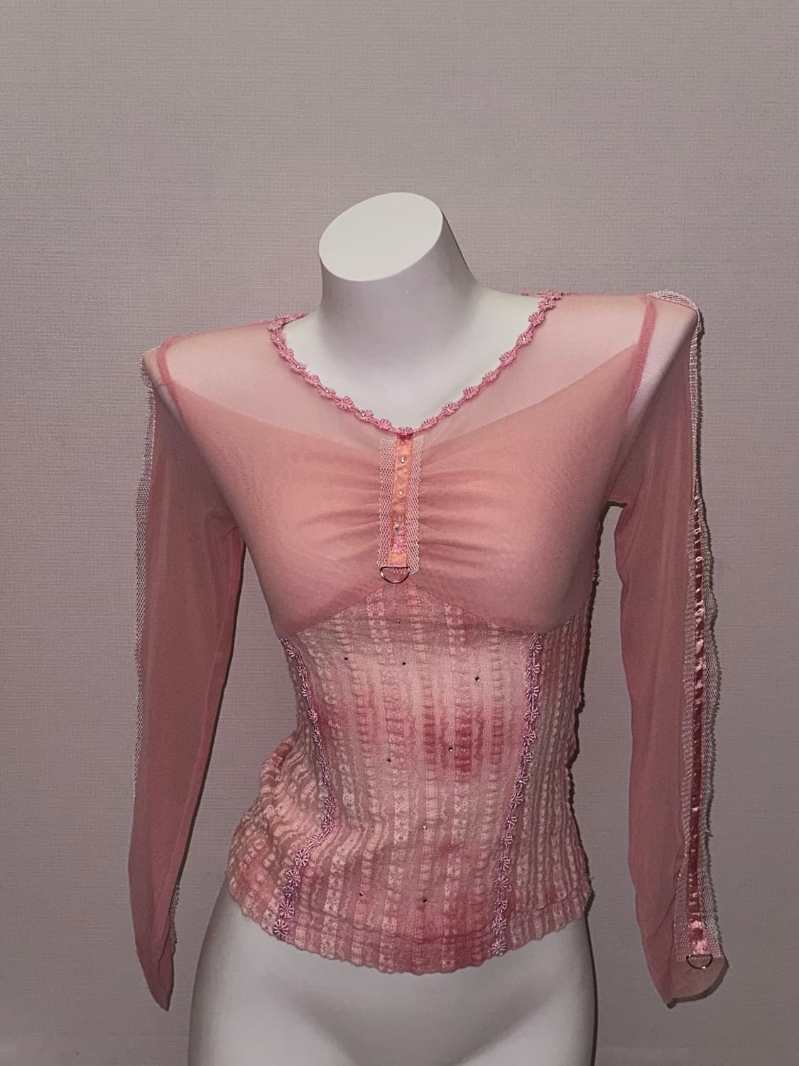 시스루 인디핑크 메쉬 페어리 탑 상품이미지3