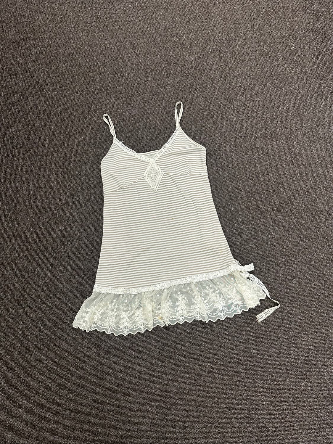 OS)Japanese vintage 여성 스트라이프 레이스 나시 (이염) 상품이미지2