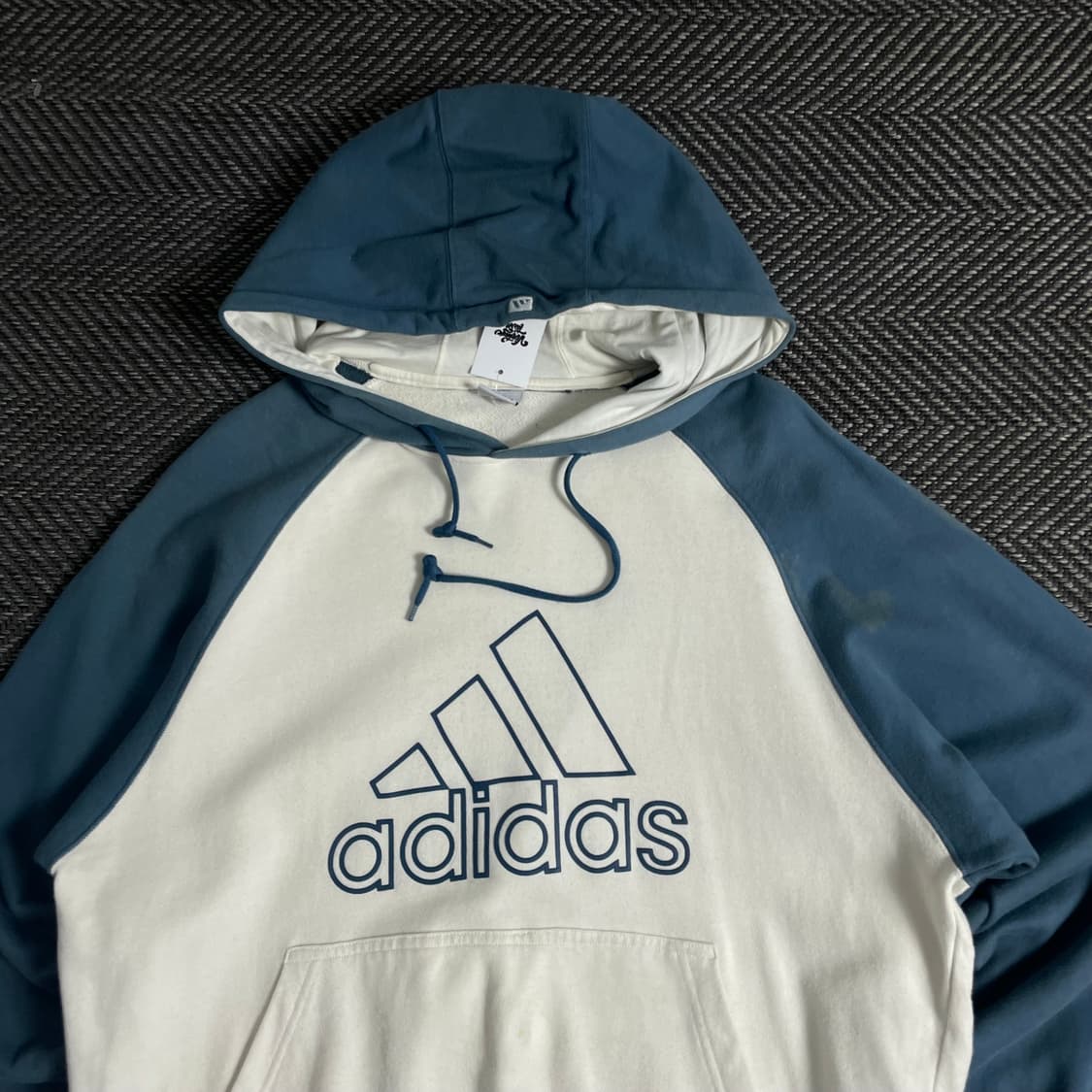 00s 아디다스 빅로고 배색 후드 티셔츠o 3436 상품이미지4