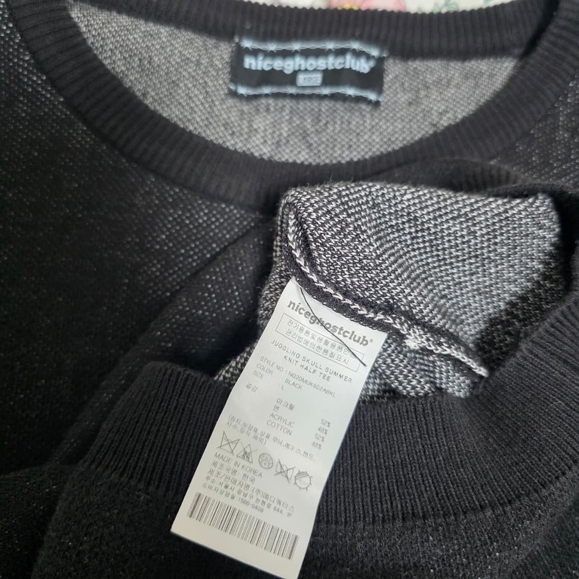 나이트고스트클럽)블랙스켈레톤 빈티지 오네갸루고스펑크메탈스컬 썸머반팔니트 상품이미지4