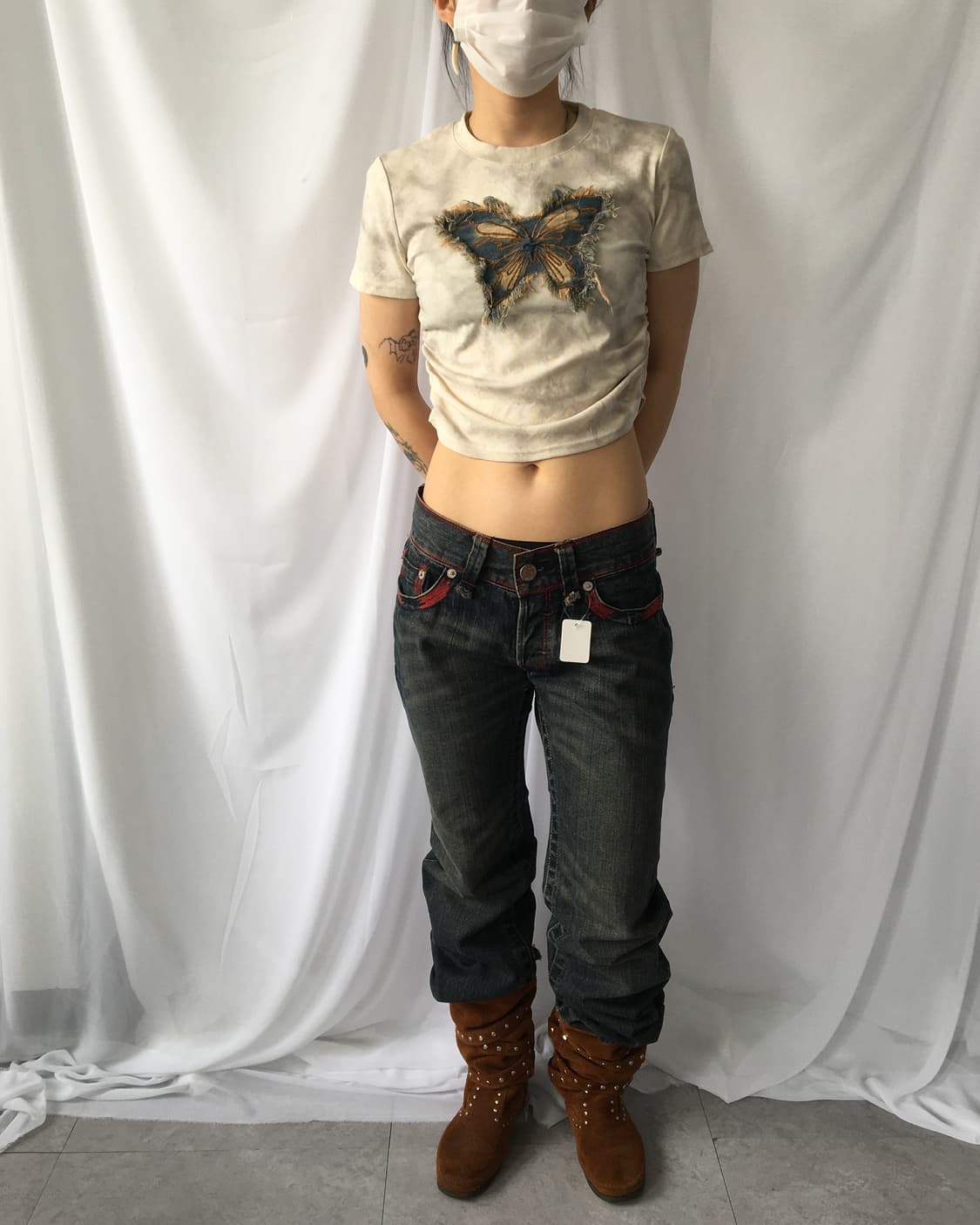 Side shirring printing t shirt 상품이미지6