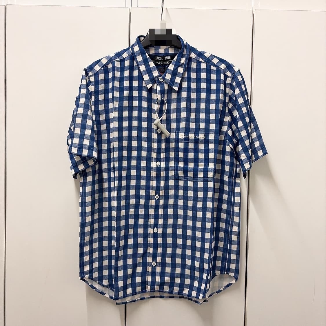 (정품/새상품) JACQUEMUS 자크뮈스 멜로 깅엄 체크 반팔 셔츠 상품이미지1