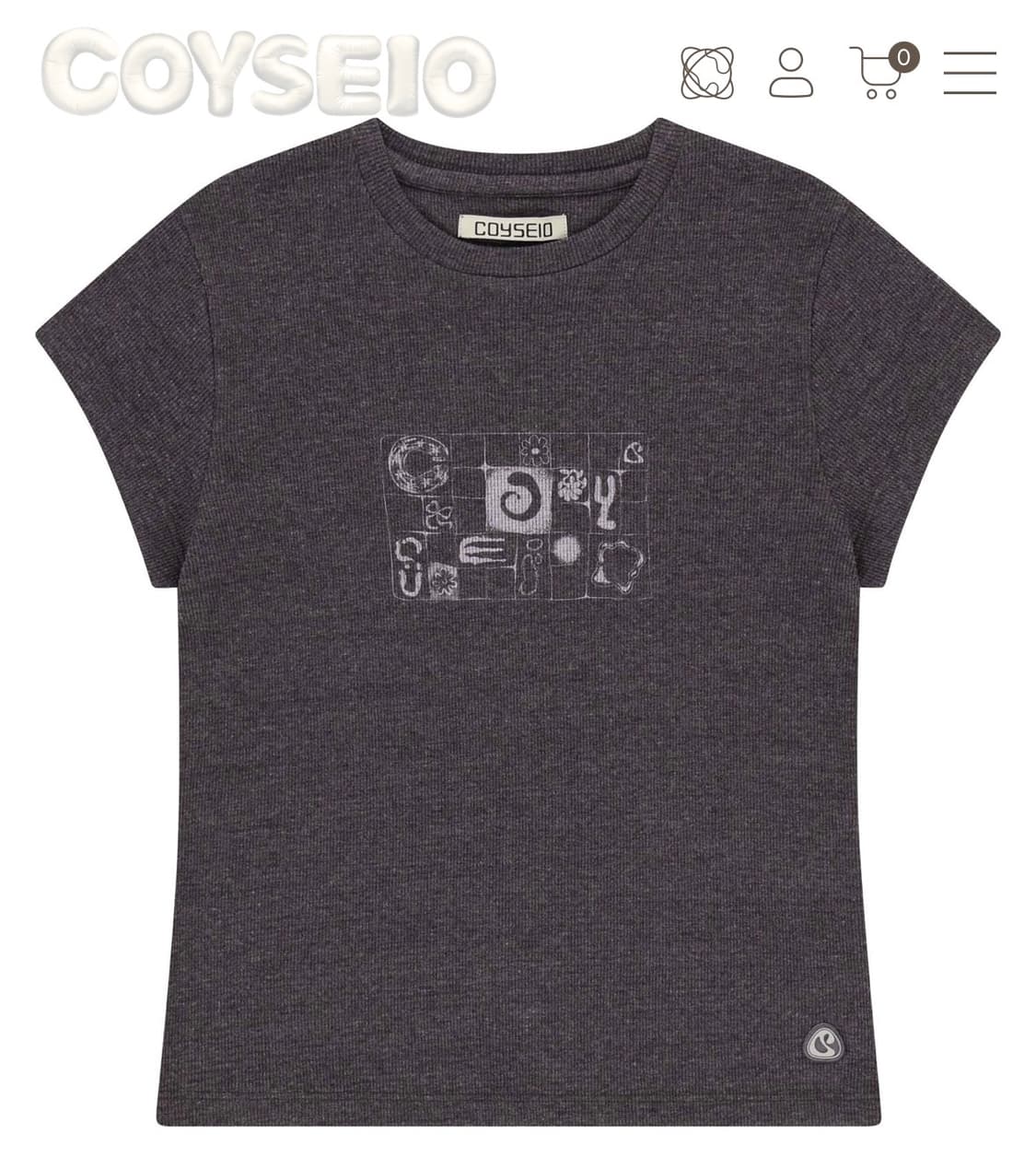 코이세이오 와플 티셔츠 퍼플 그레이 상품이미지1