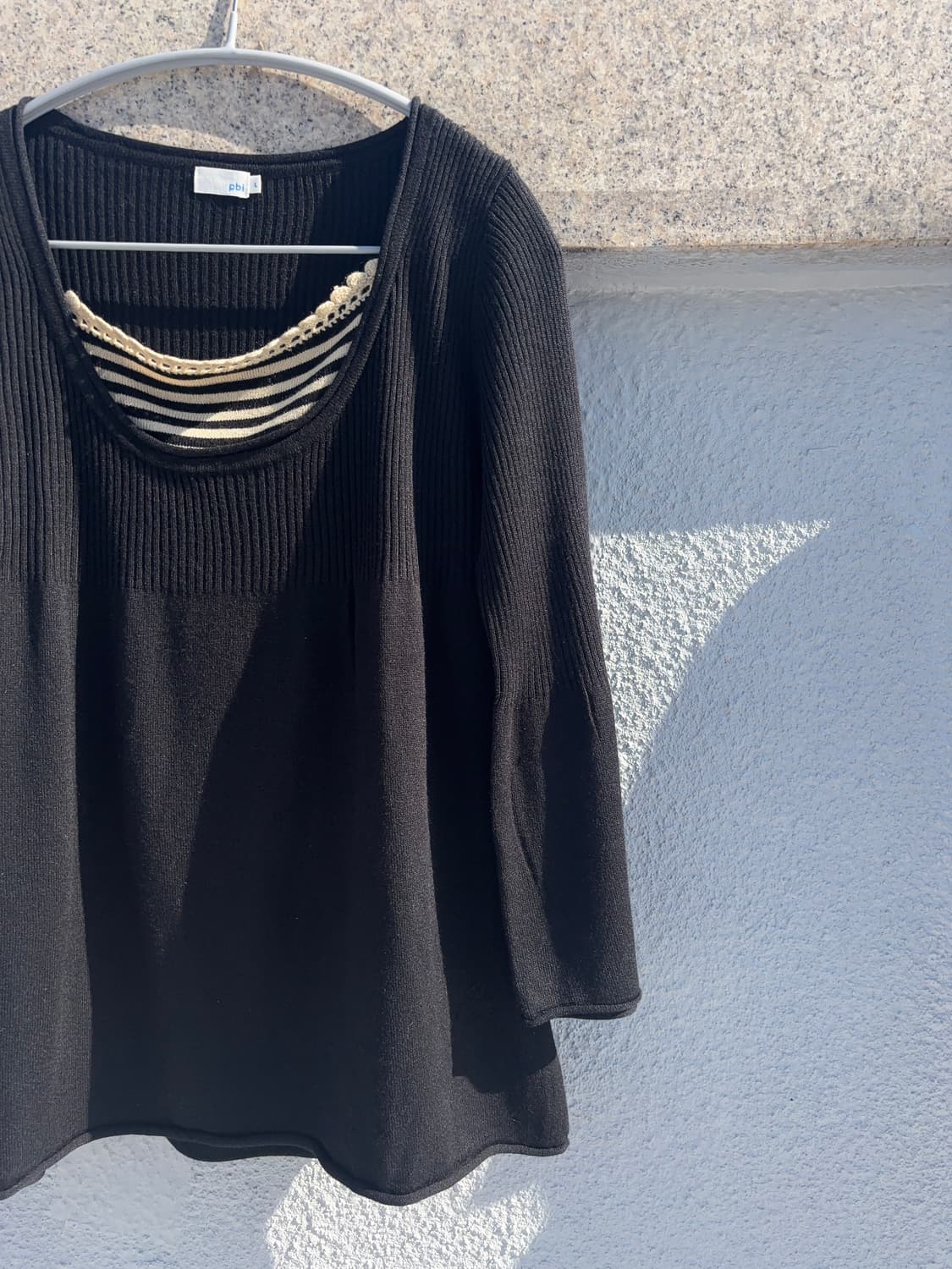 도쿄 넥 배색 골지 a라인 풀오버 상품이미지2